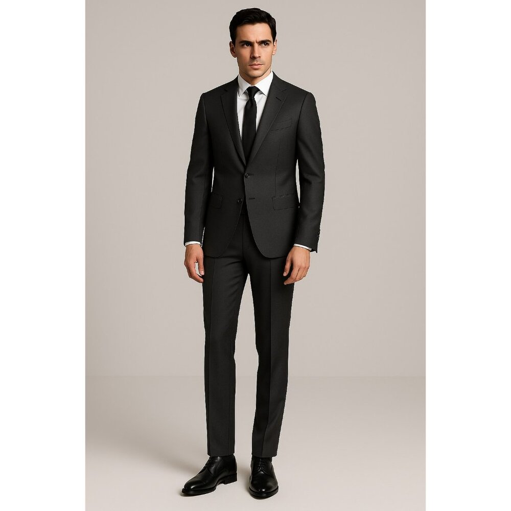 Pal Zileri Men's 2-pc Wool Suit MADE IN ITALY 35R Gray Black Check Sleek Preppy
